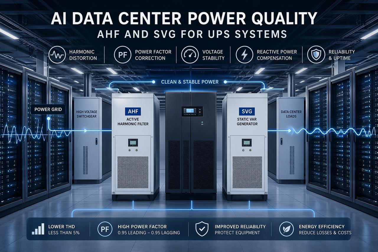 Qualité de l'alimentation électrique des centres de données IA : AHF et SVG pour les systèmes UPS