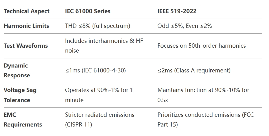 IEC vs normes IEEE pour les filtres harmoniques actifs