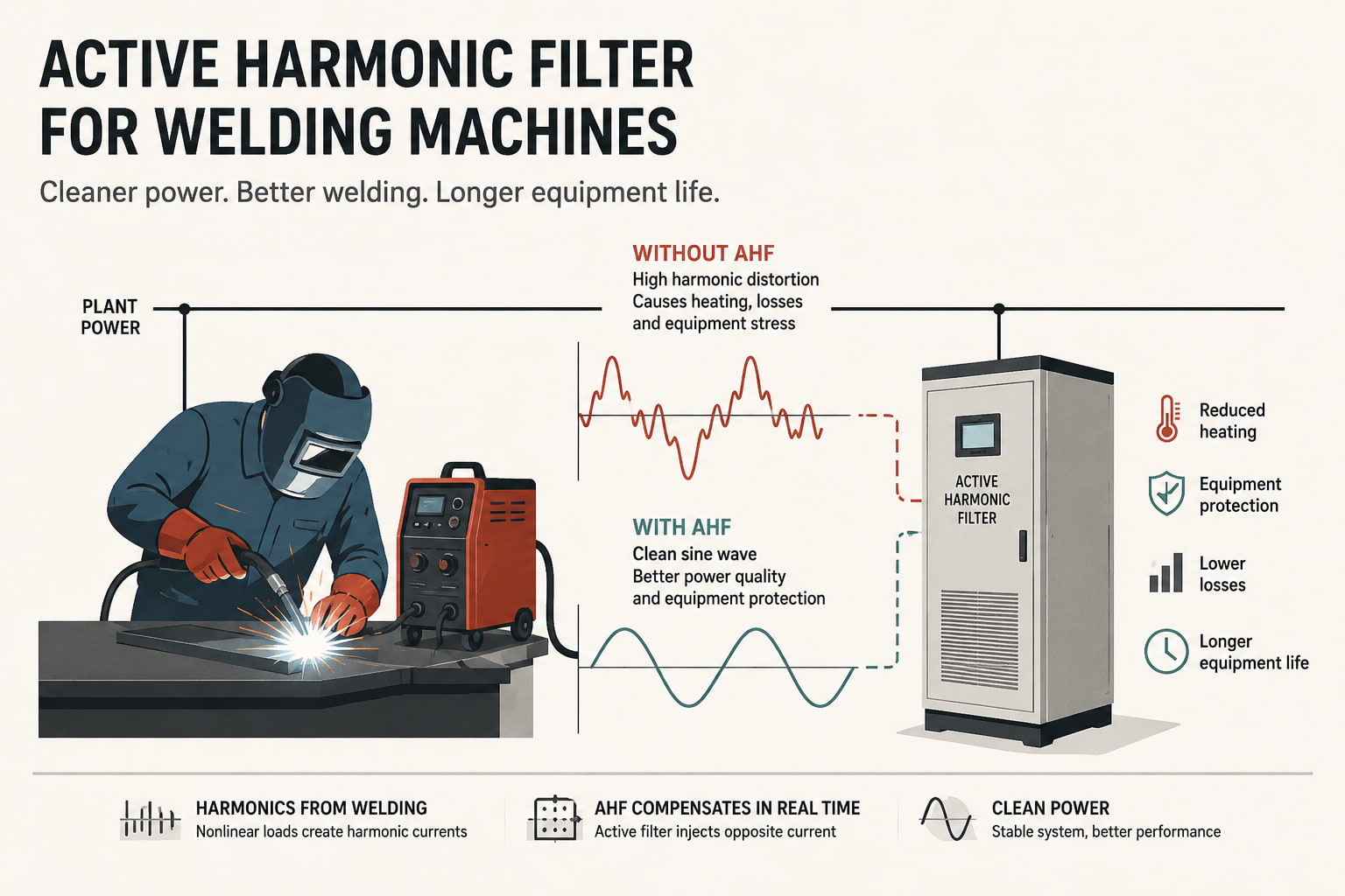 Filtre harmonique actif pour machines à souder
